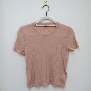 J. Crew Silk-cashmere cropped T-shirt Pink Size Small
